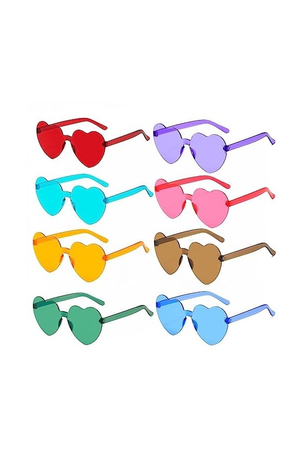 ojussa Lunettes de soleil en forme de cœur - Lunettes de soleil hippie sans monture - Lunettes de soleil funky - Lunettes de