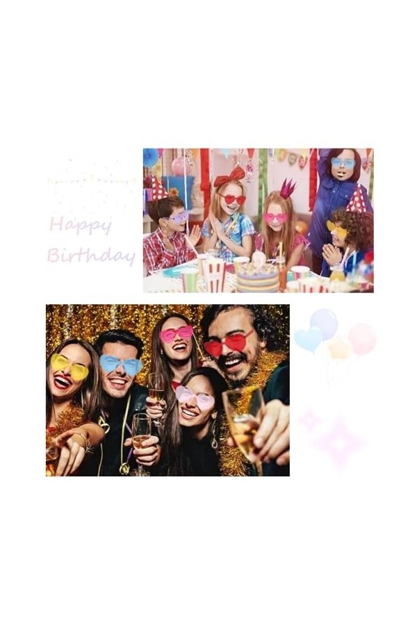 ojussa Lunettes de soleil en forme de cœur - Lunettes de soleil hippie sans monture - Lunettes de soleil funky - Lunettes de 