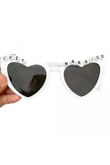 Lunettes de soleil de fête de mariage pour femme été extérieur Just Married Lettre Cadre de lunettes tendance féminine pour a