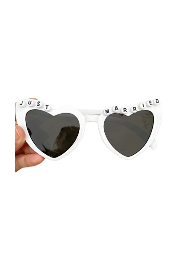 Lunettes de soleil de fête de mariage pour femme été extérieur Just Married Lettre Cadre de lunettes tendance féminine pour a