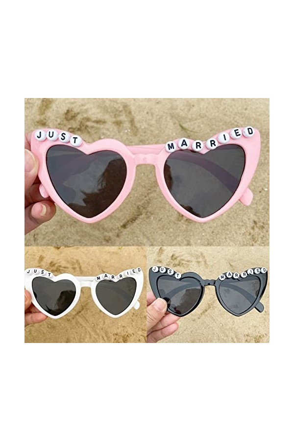 Lunettes de soleil de fête de mariage pour femme été extérieur Just Married Lettre Cadre de lunettes tendance féminine pour a