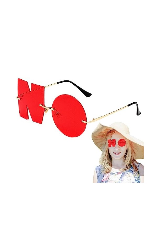 Lecerrot soleil lettre NO | Lettre sans lunettes fantaisie | 2023 Lunettes dété sans monture irrégulières Vision confortable
