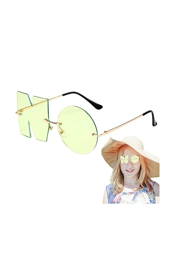 Lecerrot soleil lettre NO | Lettre sans lunettes fantaisie | 2023 Lunettes dété sans monture irrégulières Vision confortable
