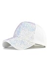 Gudessly Casquette de baseball réglable en denim avec strass cloutés pour femme, Bonnet en Y bleu, 7/7 1/2