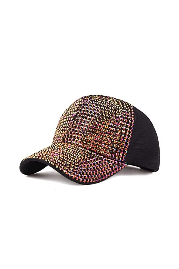 Gudessly Casquette de baseball réglable en denim avec strass cloutés pour femme, Bonnet en Y bleu, 7/7 1/2