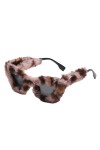 Fonowx Lunettes de soleil en pour femmes, en peluche, floues, à la mode, pour lhiver, œil de chat, pour fête, Concert, voyag