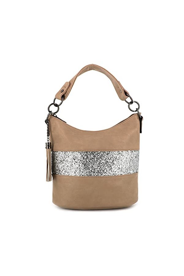 Sac à Main Bandoulière Femme Paillettes - Sacoche Messenger Porté Epaule Multicolore Rayures - Besace Bandes Anse Large Stras