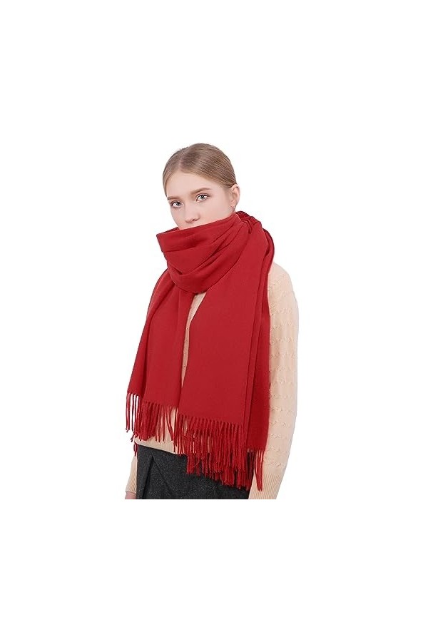RIIQIICHY Femmes Écharpe Pashmina Châles Etole Hiver Longues Grande Chauds Écharpes Blanc