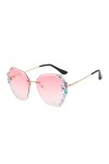 yuwqqoajv Lunettes de soleil strass pour femme - Lunettes de soleil élégantes 400 protection PC sans cadre mode vintage clair