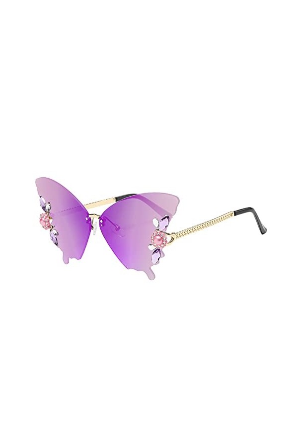 Lunettes de soleil papillon avec strass - Cadeau pour femme - Lunettes de soleil tendance - Lunettes de soleil tactiques C, 