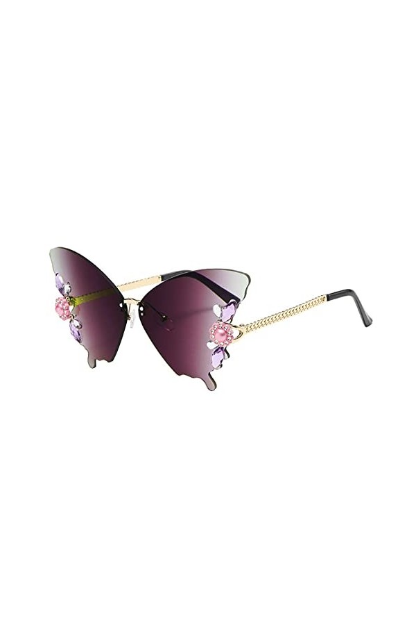 Lunettes de soleil papillon avec strass - Cadeau pour femme - Lunettes de soleil tendance - Lunettes de soleil tactiques C, 