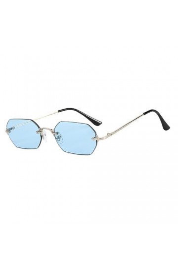 kawehiop Lunettes de soleil sans cadre à la mode lentille haute définition confortable octogonale petit cadre lunettes en mét