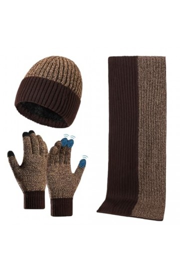 QUNERY Bonnets, Écharpe et Gants 3er, Echarpe Homme Femme Hiver Bonnet Tricoté Gants Tactiles avec Particules Antidérapantes 