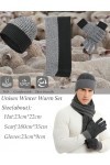 QUNERY Bonnets, Écharpe et Gants 3er, Echarpe Homme Femme Hiver Bonnet Tricoté Gants Tactiles avec Particules Antidérapantes 