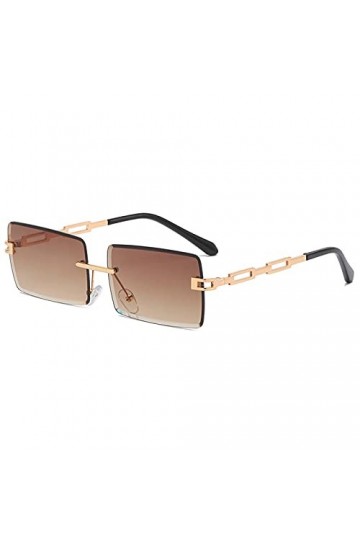 YAMEIZE Lunettes de Soleil Sans Bonture Rectangle Vintage pour Femmes Hommes Protection UV400 Lunettes de Soleil Dextérieur 