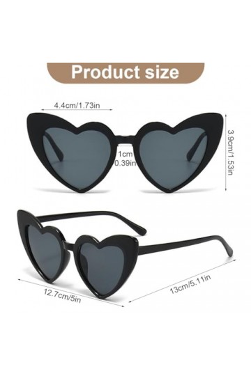 GNHG Lunettes de Soleil Coeur Lunette Soleil Femme Lunette de Soleil Lunettes Coeur, Lunettes Forme de Cœur Oeil de Chat Vint