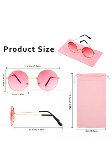 Tagaremuser Lot de 2 lunettes hippie rouge rose rond hippie rétro style hippie lunettes de soleil pour homme femme carnaval e