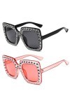 SSRDFU Lunettes de Soleil pour Femme - 2 PCS Lunettes de Soleil carrées surdimensionnées Strass Shades Women, Lunettes de sol