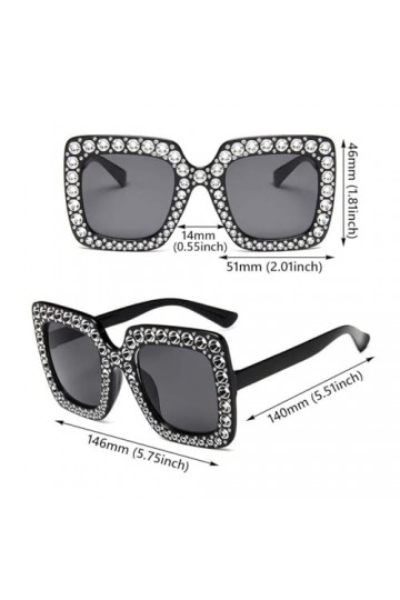SSRDFU Lunettes de Soleil pour Femme - 2 PCS Lunettes de Soleil carrées surdimensionnées Strass Shades Women, Lunettes de sol