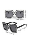 SSRDFU Lunettes de Soleil pour Femme - 2 PCS Lunettes de Soleil carrées surdimensionnées Strass Shades Women, Lunettes de sol
