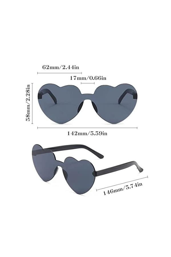 5 Paires Lunettes de Soleil en Forme de Coeur, Lunettes en Forme de Coeur, Lunettes Parti de Soleil Hippie Lunettes de Soleil