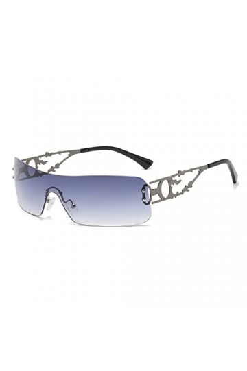 YAMEIZE Lunettes de Soleil Wraparound Y2K Sans Monture - pour les Femmes et les Hommes - Lunettes Wrap Around Oversized pour 