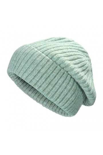 ZLYC Bonnet dhiver souple en tricot côtelé chaud pour homme et femme, Vert uni, taille unique