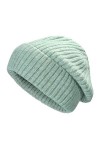 ZLYC Bonnet dhiver souple en tricot côtelé chaud pour homme et femme, Vert uni, taille unique