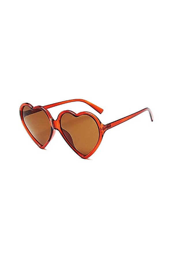 Lunettes de soleil coeur femme - femme - transparent - lolita - polarisées - femme - fille - monture marron transparent - uv4