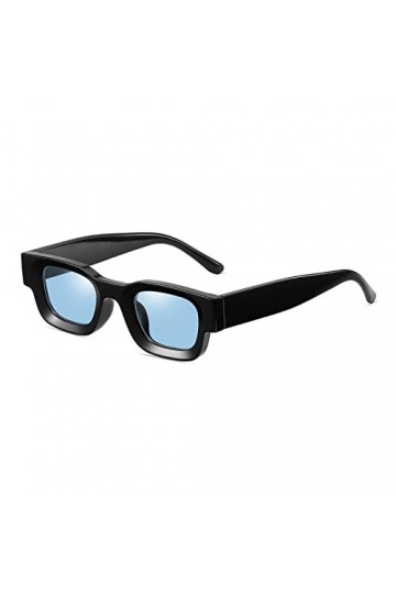 YAMEIZE Lunettes de Soleil Rectangulaires à la Mode pour Femmes Hommes Protection UV400 petites lunettes en plein air Noir B