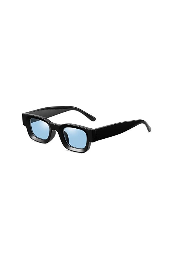 YAMEIZE Lunettes de Soleil Rectangulaires à la Mode pour Femmes Hommes Protection UV400 petites lunettes en plein air Noir B