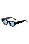 YAMEIZE Lunettes de Soleil Rectangulaires à la Mode pour Femmes Hommes Protection UV400 petites lunettes en plein air Noir B