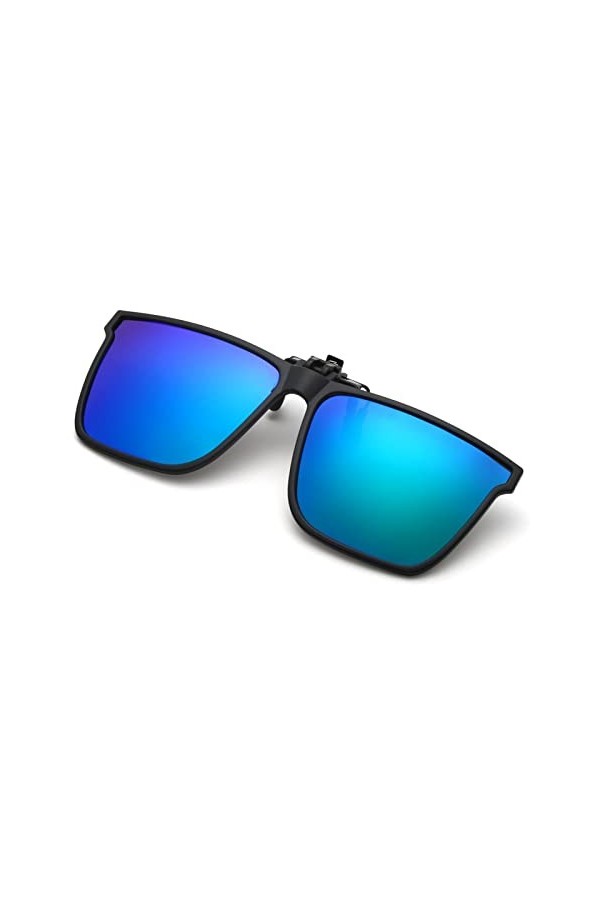 YAMEIZE Mode Rectangle Polarisé Lunettes de Soleil à Clipser - Lunettes de protection UV 400 pour Femmes et Hommes Lunettes C