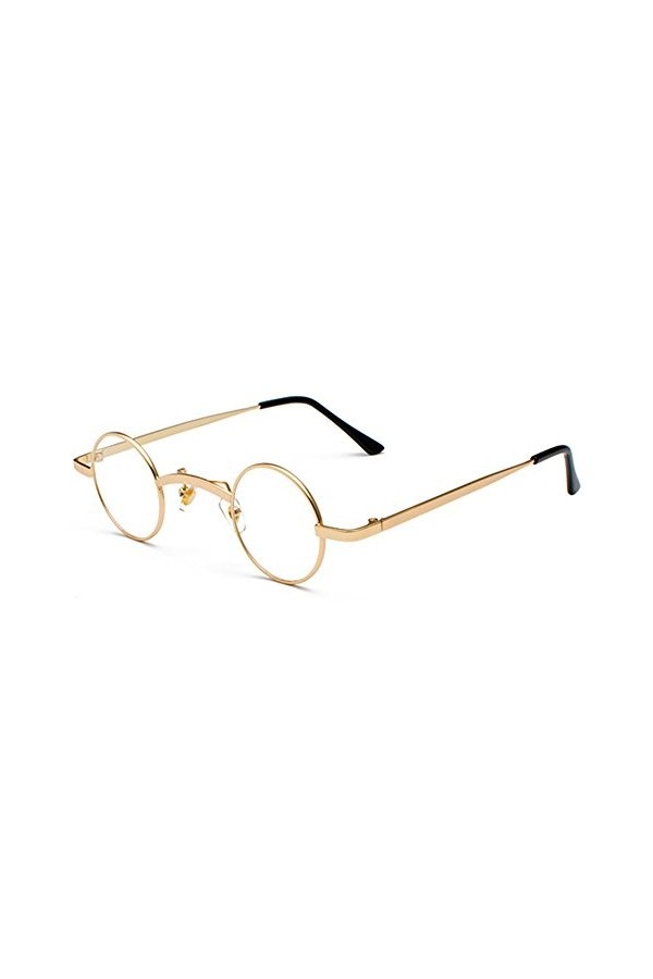 JiXuan Lunettes de Soleil Style Steampunk Rock Style Gothique Vampire Vintage Petites Lunettes de Soleil Rondes