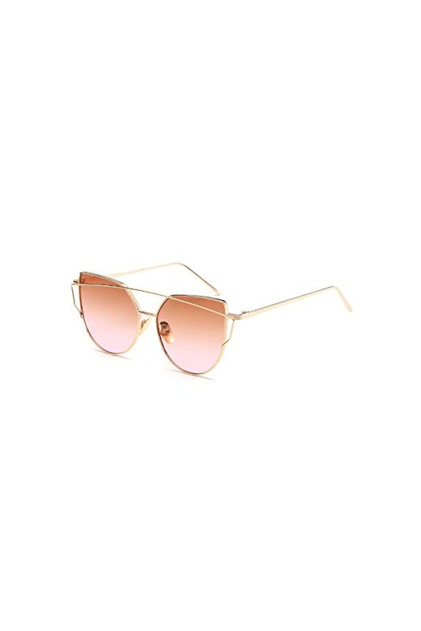 JS One Lunettes de soleil effet miroir pour femme UV400, doré, Taille unique