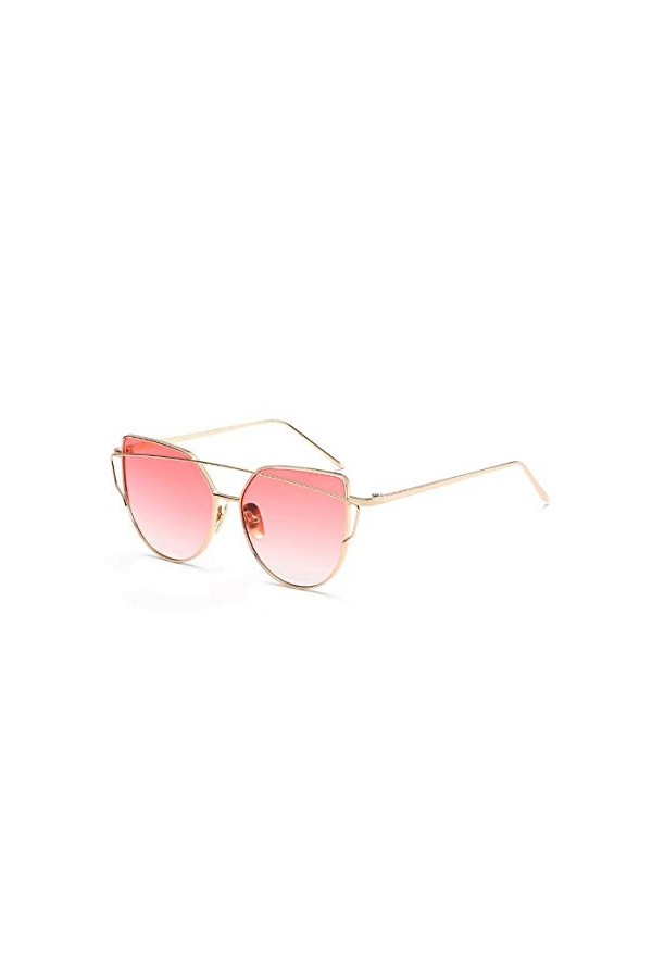 JS One Lunettes de soleil effet miroir pour femme UV400, doré, Taille unique