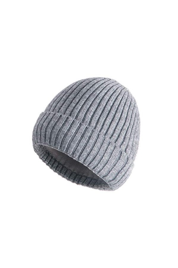 Meanbeauty Bonnet unisexe en tricot doux et chaud pour femme - Gris - Taille Unique