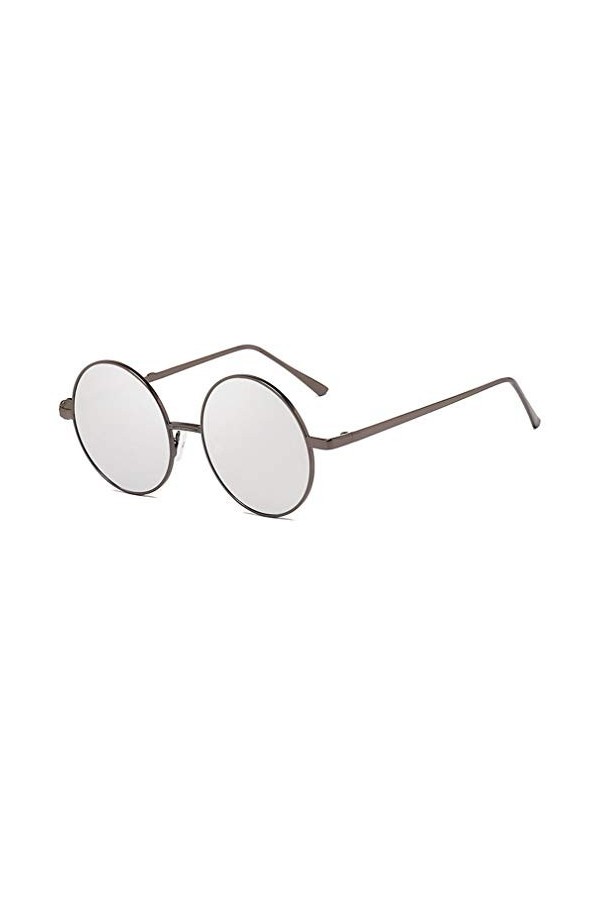 JiXuan Rétro Vintage Noir Argent Gothique Steampunk Lunettes De Soleil Rondes En Métal pour Hommes Femmes Lunettes De Cercle 