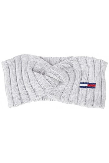 Tommy Hilfiger TJW Flag Headband Bonnet tricoté, Silver Grey Heather, Taille Unique Femme