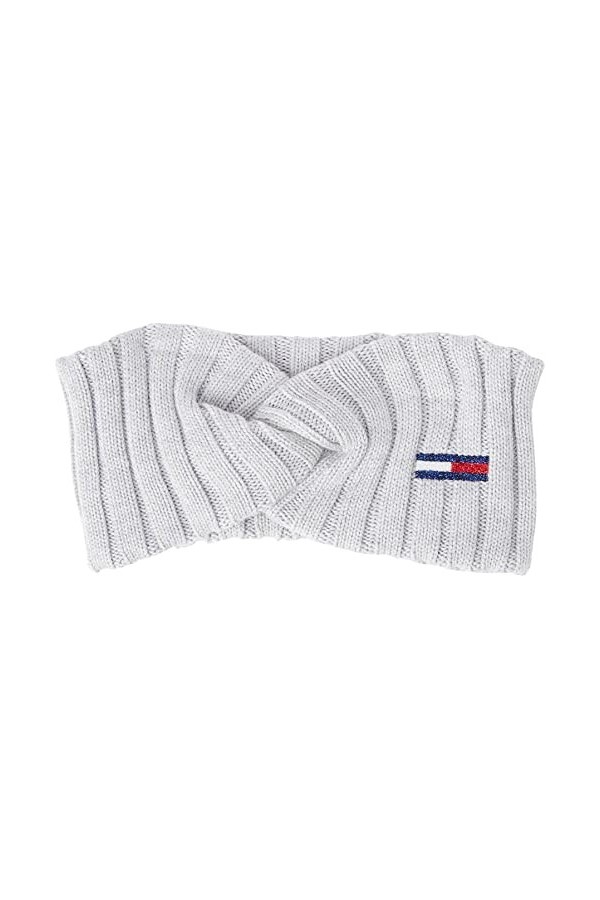Tommy Hilfiger TJW Flag Headband Bonnet tricoté, Silver Grey Heather, Taille Unique Femme