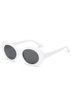 YAMEIZE Lunettes Ovales Vintage pour Femmes - Hommes Protection UV400 Lunettes de Soleil Rondes Rétro Extérieur Blanc 