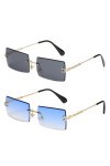 SKHAOVS 2 Paires Lunettes de Soleil Rectangulaires, Rétro Lunettes Rectangulaires Protection, Vintage Lunette de Soleil Recta