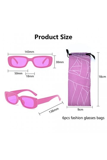 6 Pièces Lunettes de Soleil Rétro Rectangulaires Lunettes de Soleil Rétro Lunette de Soleil Vintage Lunettes de Soleil à La M