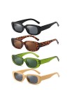 Lunettes de Soleil Rectangulaires, 4 Pièces Lunettes Vintage Rectangulaires, Lunettes Rétro Hippie Années 90 pour Hommes et F