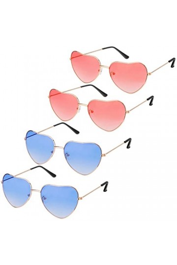 Royouzi Lunettes de Soleil en Forme de Cœur, 4 Paires 4 Couleurs Lunettes De Soleil Femme pour Jeux dimitation, Hippie dég
