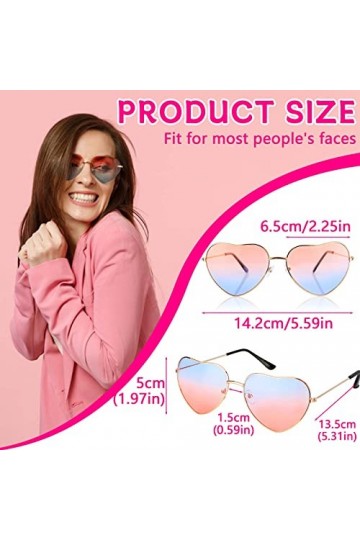 Royouzi Lunettes de Soleil en Forme de Cœur, 4 Paires 4 Couleurs Lunettes De Soleil Femme pour Jeux dimitation, Hippie dég