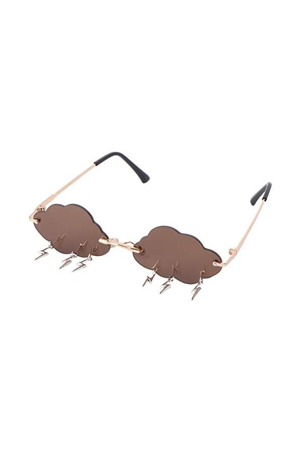 VALICLUD Lunettes de Soleil pour Femmes Lunettes de Soleil sans Monture en Forme de Nuage avec Des Breloques de Foudre Lunett