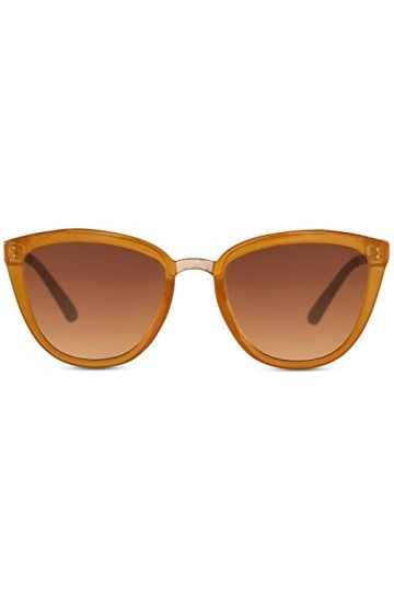 Cheapass Lunettes de soleil Recyclées Femmes Lunettes de Fantaisies Oranges Style Yeux-de-chat avec Pont Doré
