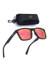 QQDDOSS Lunettes De Soleil Homme Femme Polarisées Carré Vintage Protection UV Surlunettes De Soleil Lentille Miroir Pour La C