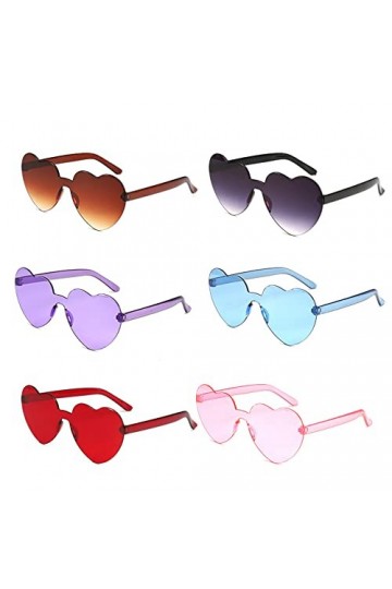 6 Paires Lunettes de Soleil en Forme de Coeur,Lunettes de Soleil Monture Coeur Couleur Bonbon Lunettes de Soleil sans Monture